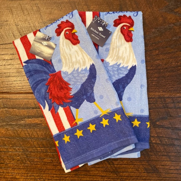 Ritz Kitchen Patriotic Rooster Kitchen Towels Set Of 2 Farmhouse